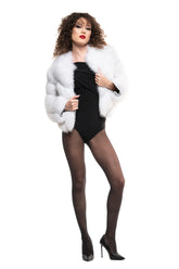 Haină din blană naturală de vulpe polară albă model 2 în 1 - Sofia Boutique