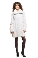Haină din blană naturală de vizon alb - Sofia Boutique