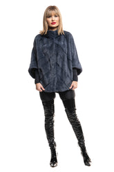 Capă din blană naturală de vizon silver blue model fluture - Sofia Boutique