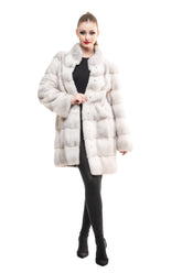 Haină din blană naturală de vizon backcross model orizontal - Sofia Boutique