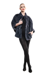 Capă din blană naturală de vizon sliver blue model fluture - Sofia Boutique