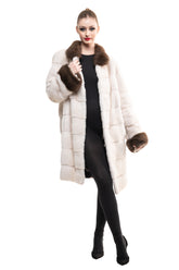 Haină din blană naturală din vizon alb cu samur - Sofia Boutique