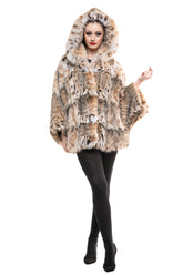 Haină din blană naturală din linx model poncho - Sofia Boutique