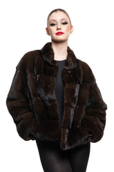 Haină din blană naturală de vizon maro - Sofia Boutique