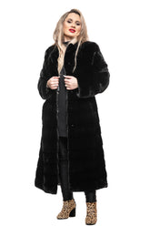 Haină din blană naturală de vizon lung model orizontal - Sofia Boutique